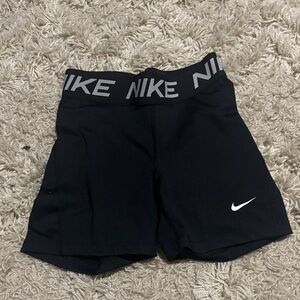 Nike Women's Black Athletic Shorts with Gray Waistband
